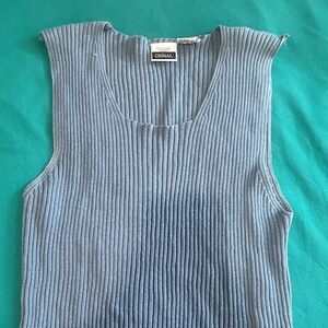 Blue Ribbed Women's Tank Top
